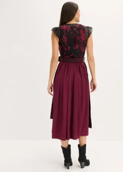 Vestido tirolés con terciopelo y largo midi (2 piezas)