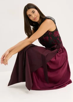 Vestido tirolés con terciopelo y largo midi (2 piezas)
