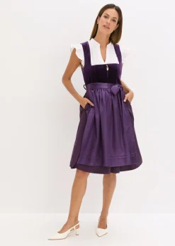 Vestido tirolés con terciopelo y largo midi (2 piezas)