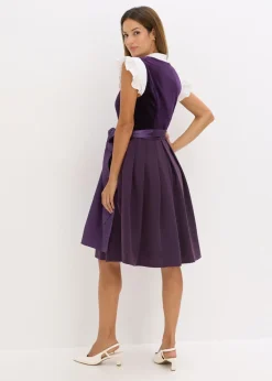Vestido tirolés con terciopelo y largo midi (2 piezas)