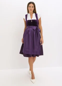 Vestido tirolés con terciopelo y largo midi (2 piezas)