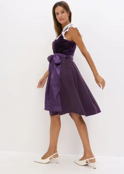 Vestido tirolés con terciopelo y largo midi (2 piezas)