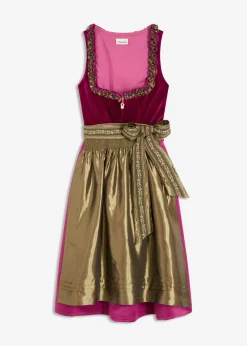 Vestido tirolés con terciopelo y largo midi (2 piezas)