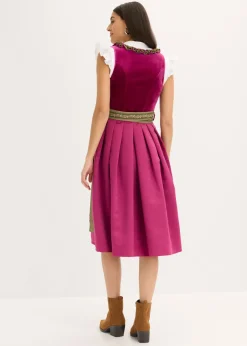 Vestido tirolés con terciopelo y largo midi (2 piezas)