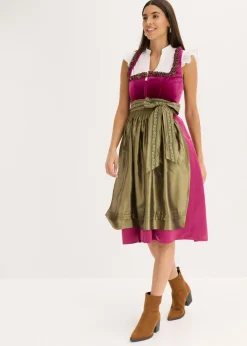 Vestido tirolés con terciopelo y largo midi (2 piezas)