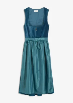 Vestido tirolés con terciopelo y largo midi (2 piezas)
