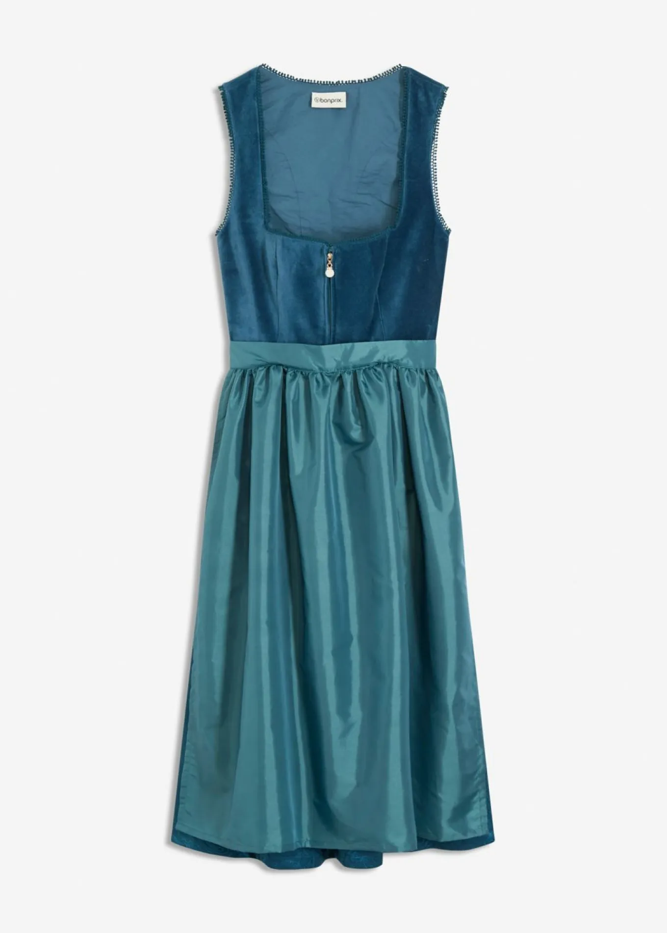 Vestido tirolés con terciopelo y largo midi (2 piezas)