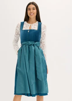 Vestido tirolés con terciopelo y largo midi (2 piezas)