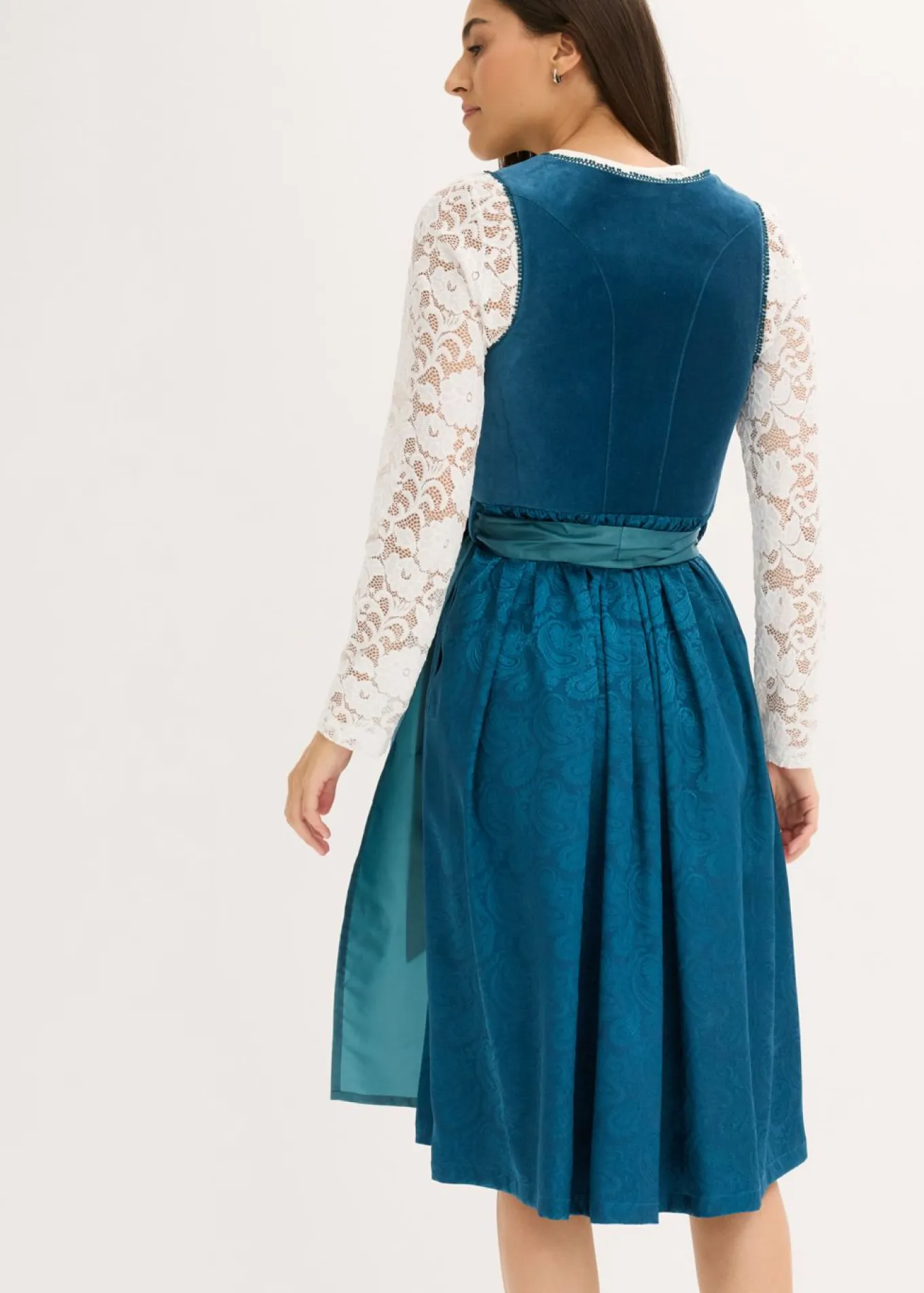 Vestido tirolés con terciopelo y largo midi (2 piezas)