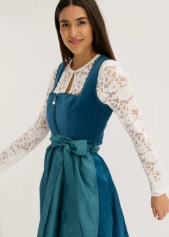 Vestido tirolés con terciopelo y largo midi (2 piezas)