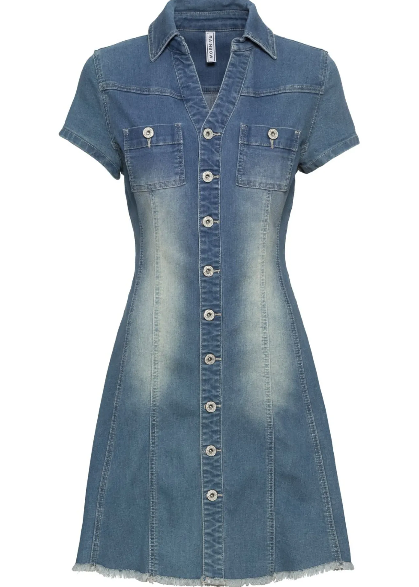 Vestido vaquero con botones y dobladillo abierto