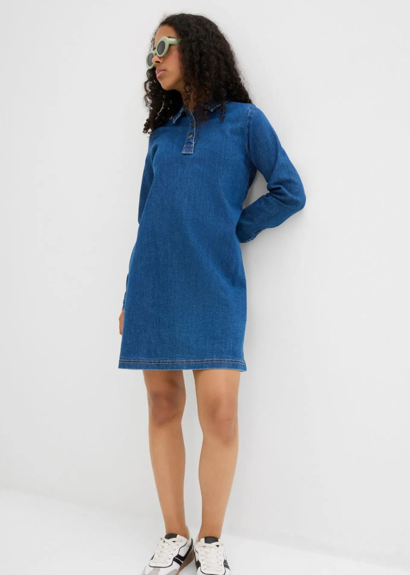 Vestido vaquero con corte en A con algodón orgánico