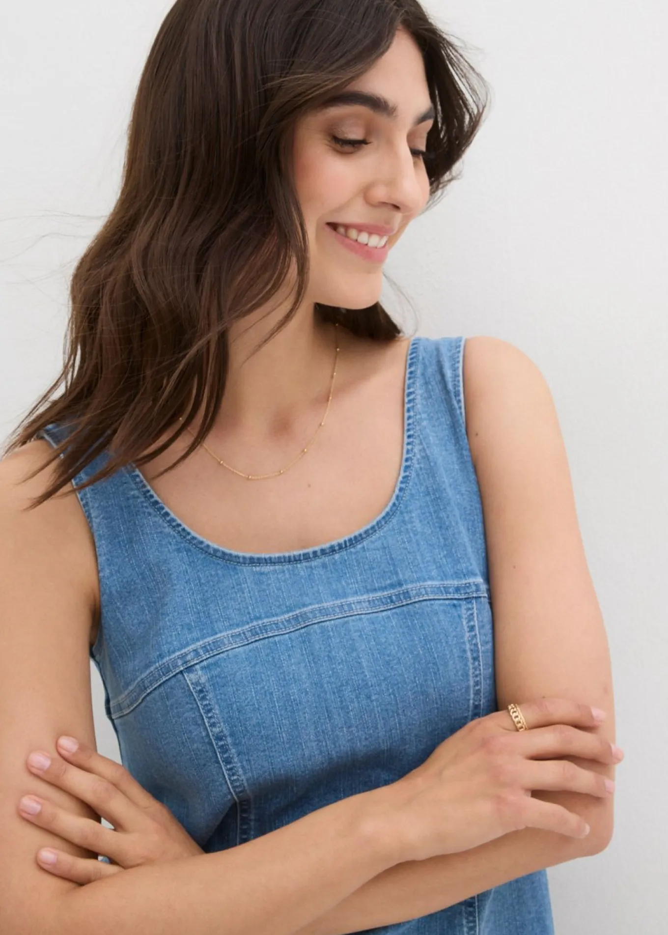 Vestido vaquero de algodón orgánico con elástico
