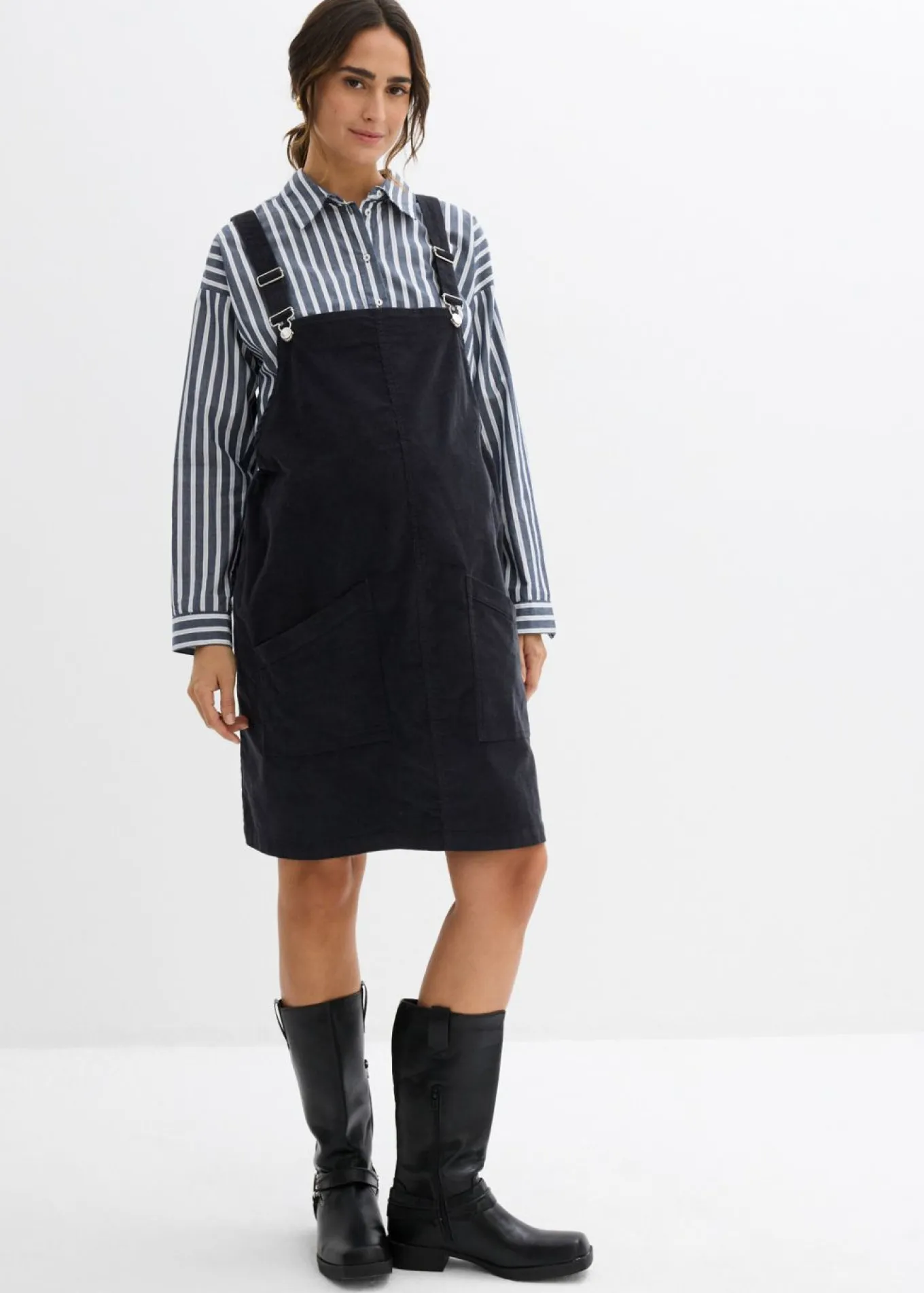 Vestido-peto premamá de pana de algodón elástico