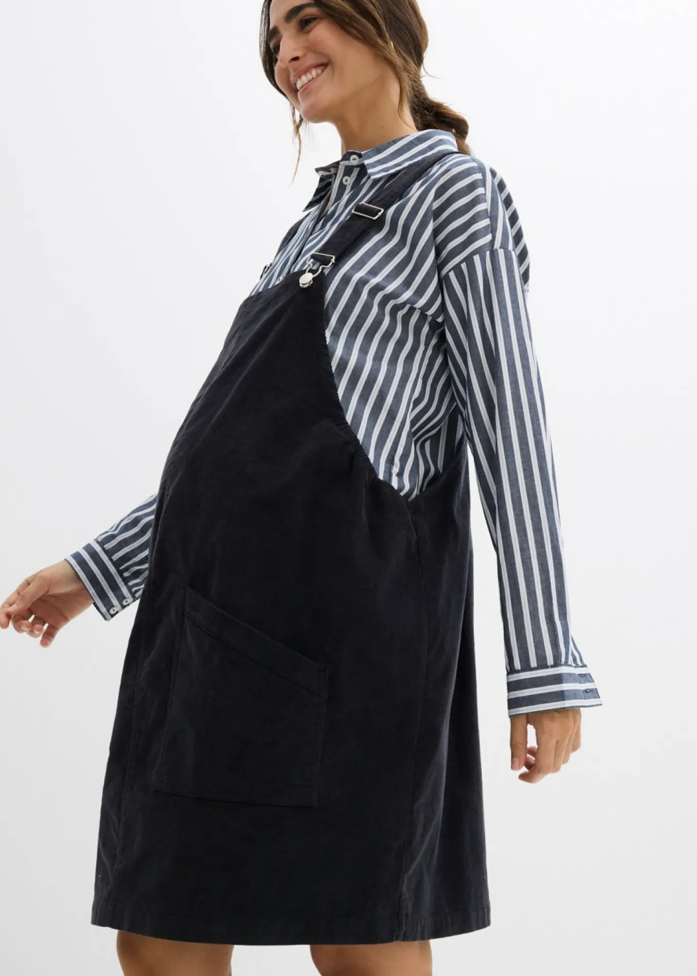 Vestido-peto premamá de pana de algodón elástico