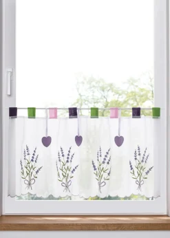 Visillo con bordado de lavanda