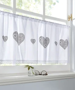 Visillo de algodón orgánico con estampado de corazones