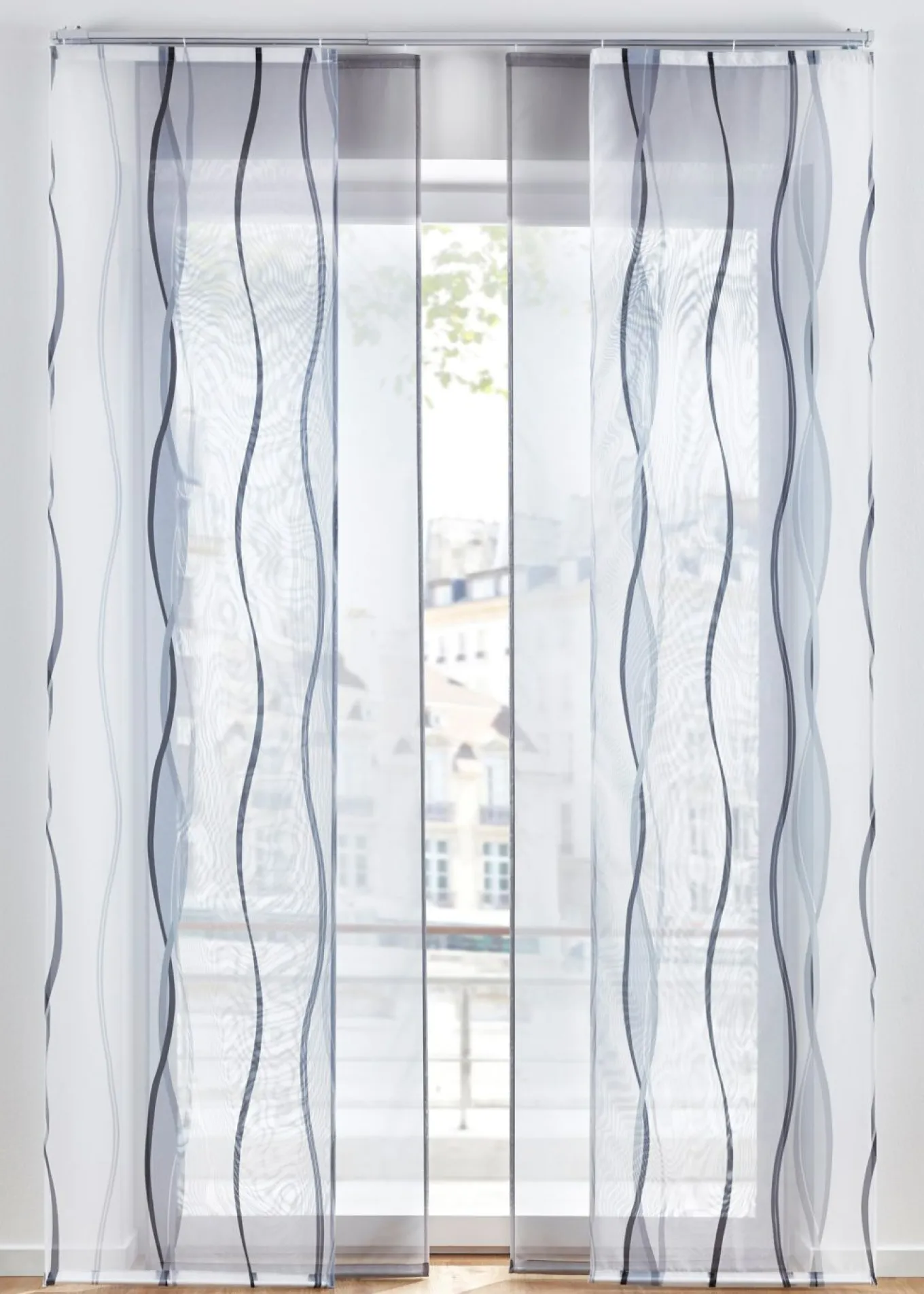 Visillo transparente con estampado de ondas (juego de 2 piezas)