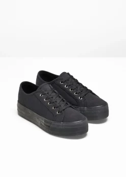 Zapatillas con plataforma de lona de algodón